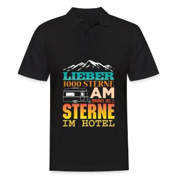 Camper Camping Wohnwagen Spruch Urlaub - Männer Poloshirt - Schwarz - Vorne - Kai (181cm)