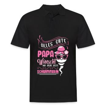 Alles Gute Papa wünscht dir dein bester Schwimmer - Männer Poloshirt - Schwarz - Vorne - Kai (181cm)