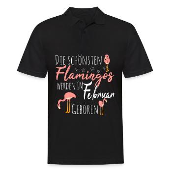 Februar Geburtstag Flamingo Spruch Lustig - Männer Poloshirt - Schwarz - Vorne - Kai (181cm)
