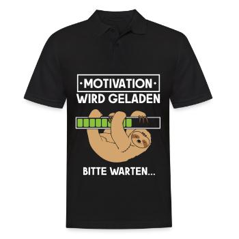Motivation wird geladen Faultier - Männer Poloshirt - Schwarz - Vorne - Kai (181cm)