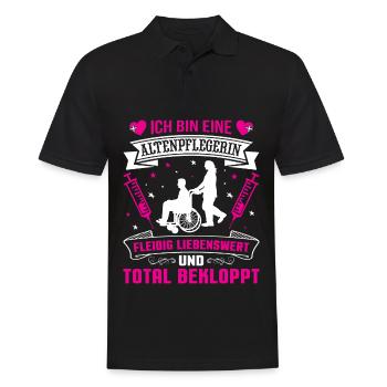 Altenpfleger Pflegedienst Pflegehelfer - Männer Poloshirt - Schwarz - Vorne - Kai (181cm)