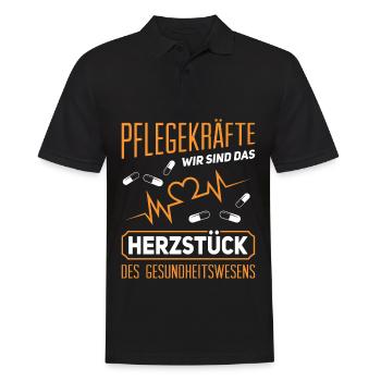 Altenpfleger Pflegedienst Pflegehelfer - Männer Poloshirt - Schwarz - Vorne - Kai (181cm)