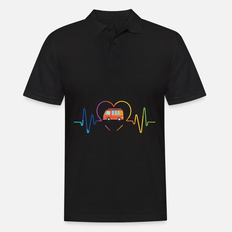 Camper Van Herzschlag Geschenkidee - Männer Poloshirt - Schwarz
