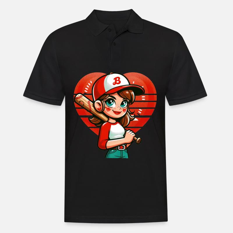 Fröhlicher Baseball-Mädchen-Champion - Männer Poloshirt - Schwarz