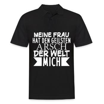 Meine Frau Hat den geilsten Arsch Der Welt Mich - Männer Poloshirt - Schwarz - Vorne - Kai (181cm)