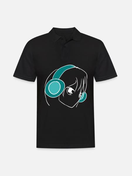 music manga headphones - Men's Polo Shirt - black