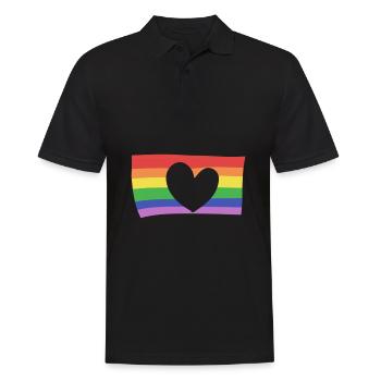 flagge lgbt symbol liebe herzen regenbogen herz - Männer Poloshirt - Schwarz - Vorne - Kai (181cm)