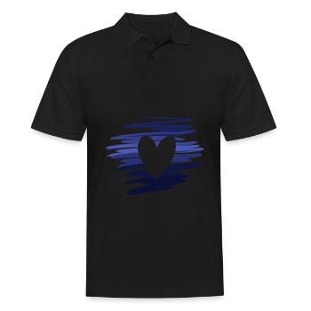 muster symbol blau herz liebe - Männer Poloshirt - Schwarz - Vorne - Kai (181cm)