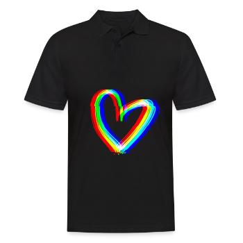 effet cœur 3D symbole amour - Polo Homme - noir - Devant - Kai (181cm)