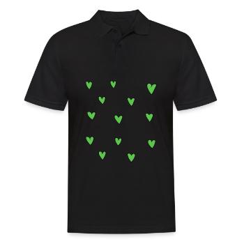 hearts pattern symbol love heart green - Men's Polo Shirt - black - Front - Kai (181cm)