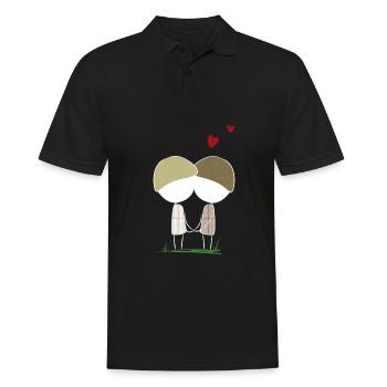 schwules Liebespaar Liebe herzen schwul - Männer Poloshirt - Schwarz - Vorne - Kai (181cm)