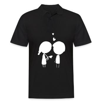 dear couple cartoon dear Valentine's Day - Men's Polo Shirt - black - Front - Kai (181cm)