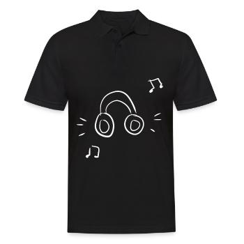 cartoon kopfhörer musik symbol - Männer Poloshirt - Schwarz - Vorne - Kai (181cm)