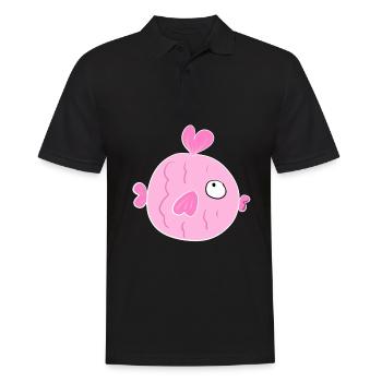 cartoon herz fisch meerestier rosa symbol lustig - Männer Poloshirt - Schwarz - Vorne - Kai (181cm)