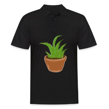 cartoon pflanze natur symbol grass - Männer Poloshirt - Schwarz - Vorne - Kai (181cm)