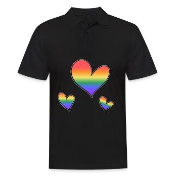 three colorful hearts lgbt rainbow love - Men's Polo Shirt - black - Front - Kai (181cm)