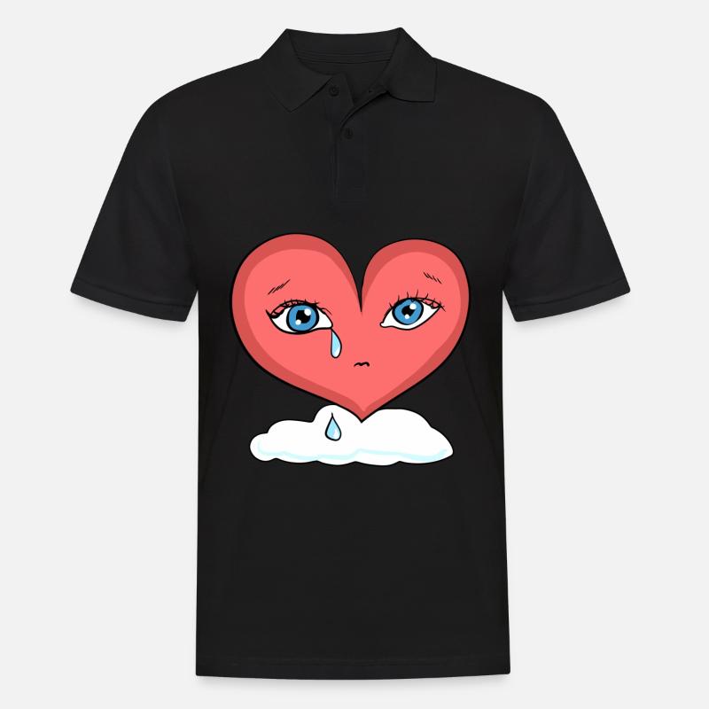 cuore triste nuvola piangendo lacrime - Polo da uomo - nero