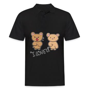 Je t’aime couple d’ours en peluche - Polo Homme - noir - Devant - Kai (181cm)