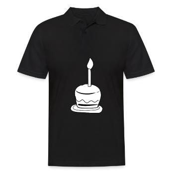 torte kuchen kerze geburtstag - Männer Poloshirt - Schwarz - Vorne - Kai (181cm)