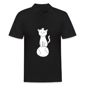 earth world planet cat animal climate protection - Men's Polo Shirt - black - Front - Kai (181cm)