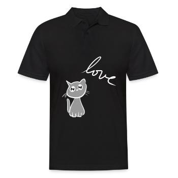 Katzen liebe Tiere süß Haustier klein - Männer Poloshirt - Schwarz - Vorne - Kai (181cm)