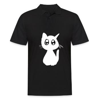 Katze Tiere süß Haustier klein kawaii - Männer Poloshirt - Schwarz - Vorne - Kai (181cm)