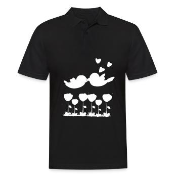 Liebe Vogel Tiere Natur Blumen - Männer Poloshirt - Schwarz - Vorne - Kai (181cm)