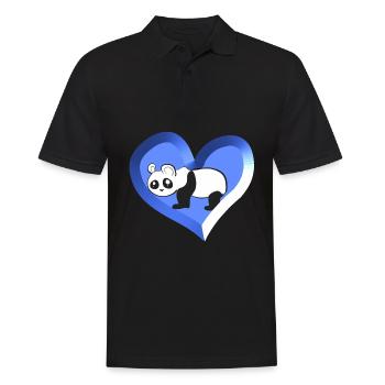 blue panda cartoon heart love bear - Men's Polo Shirt - black - Front - Kai (181cm)
