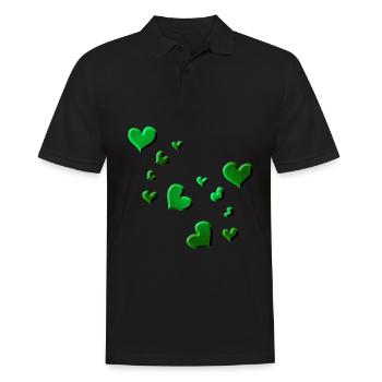 Heart pattern green symbol glitter - Men's Polo Shirt - black - Front - Kai (181cm)