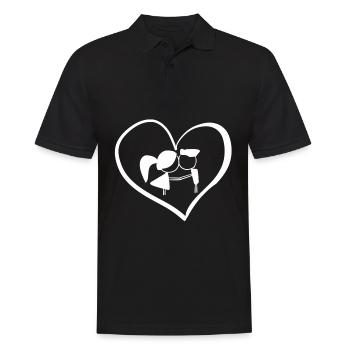 amoureux des symboles du cœur - Polo Homme - noir - Devant - Kai (181cm)