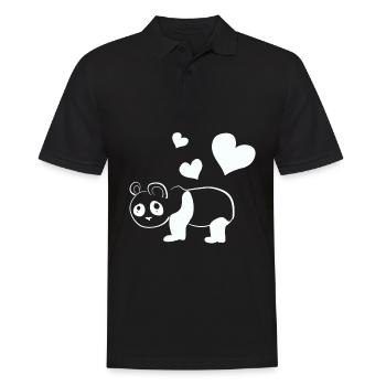 Panda Bär tier Herzen - Männer Poloshirt - Schwarz - Vorne - Kai (181cm)