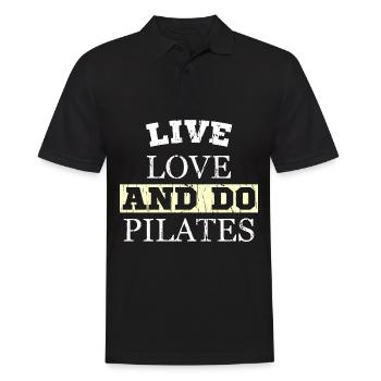 LIVE LOVE AND DO PILATES - Männer Poloshirt - Schwarz - Vorne - Kai (181cm)