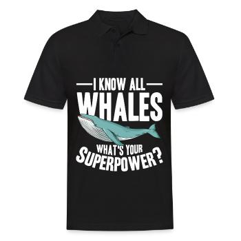 Wale beobachten | Wal Meerestier Meer Geschenke - Männer Poloshirt - Schwarz - Vorne - Kai (181cm)