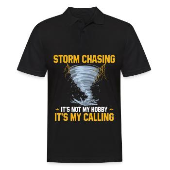 Sturmjäger Sprüche | Gewitter Meteorologe Geschenk - Männer Poloshirt - Schwarz - Vorne - Kai (181cm)