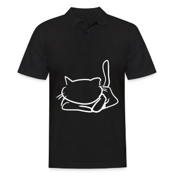 liegende sitzende Katze tier haustier - Männer Poloshirt - Schwarz - Vorne - Kai (181cm)