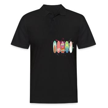 Surffer planche de surf Sports d’été Surf idée cadeau - Polo Homme - noir - Devant - Kai (181cm)