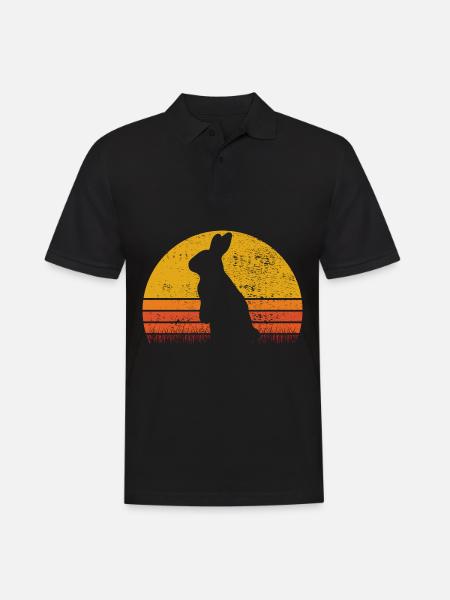 Easter Rabbit Sunset Retro Gift - Men's Polo Shirt - black