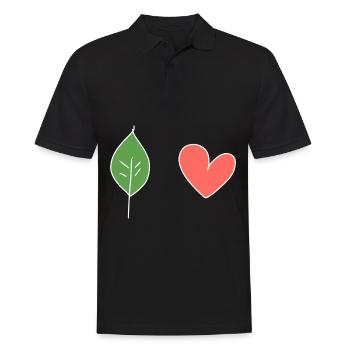 Leaf Heart Love Nature Symbol - Men's Polo Shirt - black - Front - Kai (181cm)