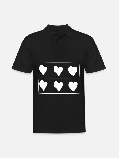 Motif rectangle de six cœurs - Polo Homme - noir