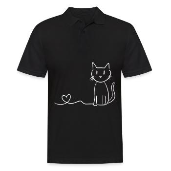 Katze Linie Herz Symbol Liebe - Männer Poloshirt - Schwarz - Vorne - Kai (181cm)