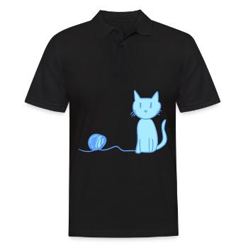 chat bleu amour animal symbole laine - Polo Homme - noir - Devant - Kai (181cm)