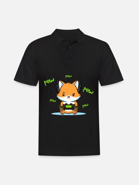Pew Pew Pew Fuchs - Männer Poloshirt - Schwarz