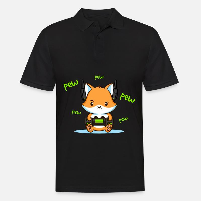 Pew Pew Pew Fuchs - Männer Poloshirt - Schwarz