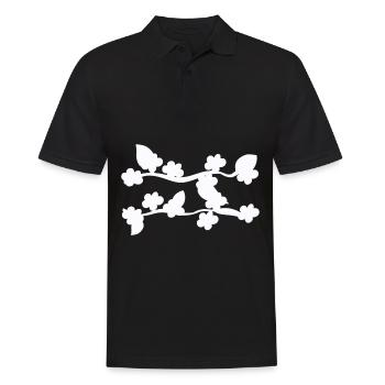leaf leaves line nature shape branch plants - Men's Polo Shirt - black - Front - Kai (181cm)