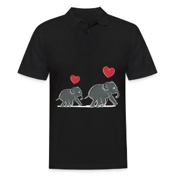 éléphant famille mère bébé cœur animal symbole - Polo Homme - noir - Devant - Kai (181cm)