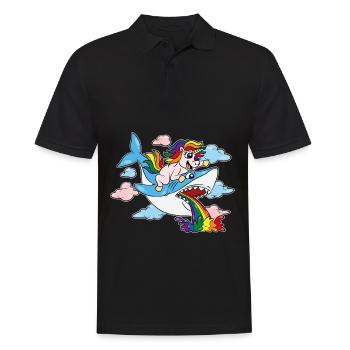Trans Pride Shark CSD Einhorn LGBTQ - Männer Poloshirt - Schwarz - Vorne - Kai (181cm)