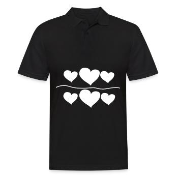 herz sechs herzen symbol liebe linie - Männer Poloshirt - Schwarz - Vorne - Kai (181cm)
