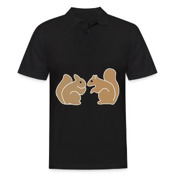 Two Squirrel Animals Symbol Animal - Men's Polo Shirt - black - Front - Kai (181cm)