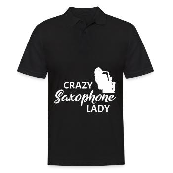 Crazy Saxophone Lady - Männer Poloshirt - Schwarz - Vorne - Kai (181cm)
