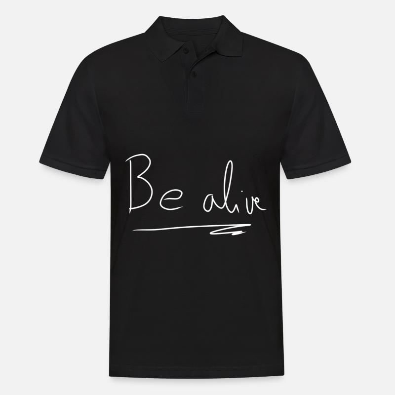 Sei lebendig text - Männer Poloshirt - Schwarz